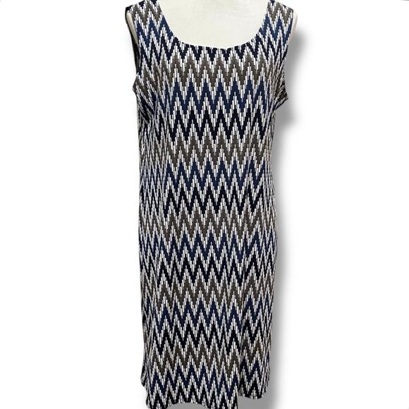 Vintage R & M Richard's Dress Size 14 Abstract Chevron Pattern Sleeveless - Picture 1 of 9